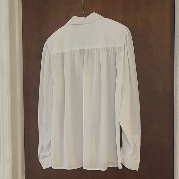 Size 10 Evan Picone White Long Sleeve Blouse - Picture 5 of 5